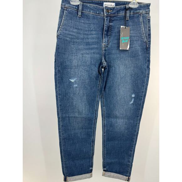 Studio Blue Womens Denim Stretch High Rise Jeans Tapered Leg Size 28 NWT - Picture 2 of 4